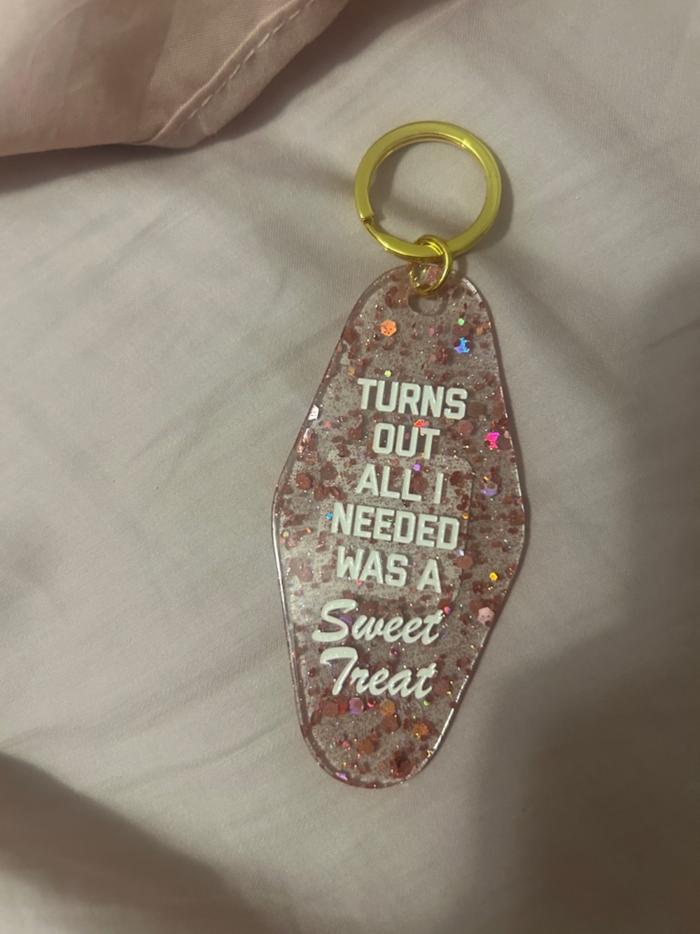 Glitter Pink 'Sweet Treat' Motel Keychain
